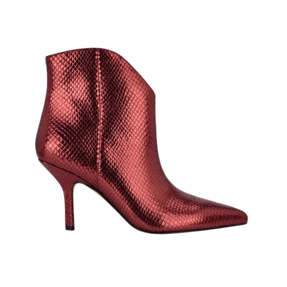 Nwot Marc Fisher Haylian Pointy Toe Bootie Red Sn… - image 1